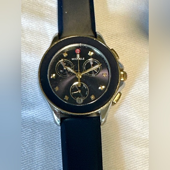 Michele Cape Chronograph Blue Dial Yellow Topaz Markers FULL SET - Picture 5 of 13